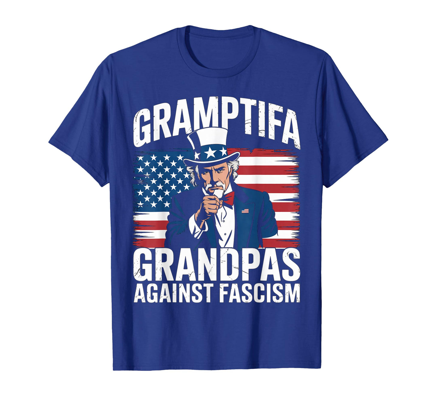 Gramptifa Grandpa Against Fascism Flag Resist No Kings Papa T-Shirt