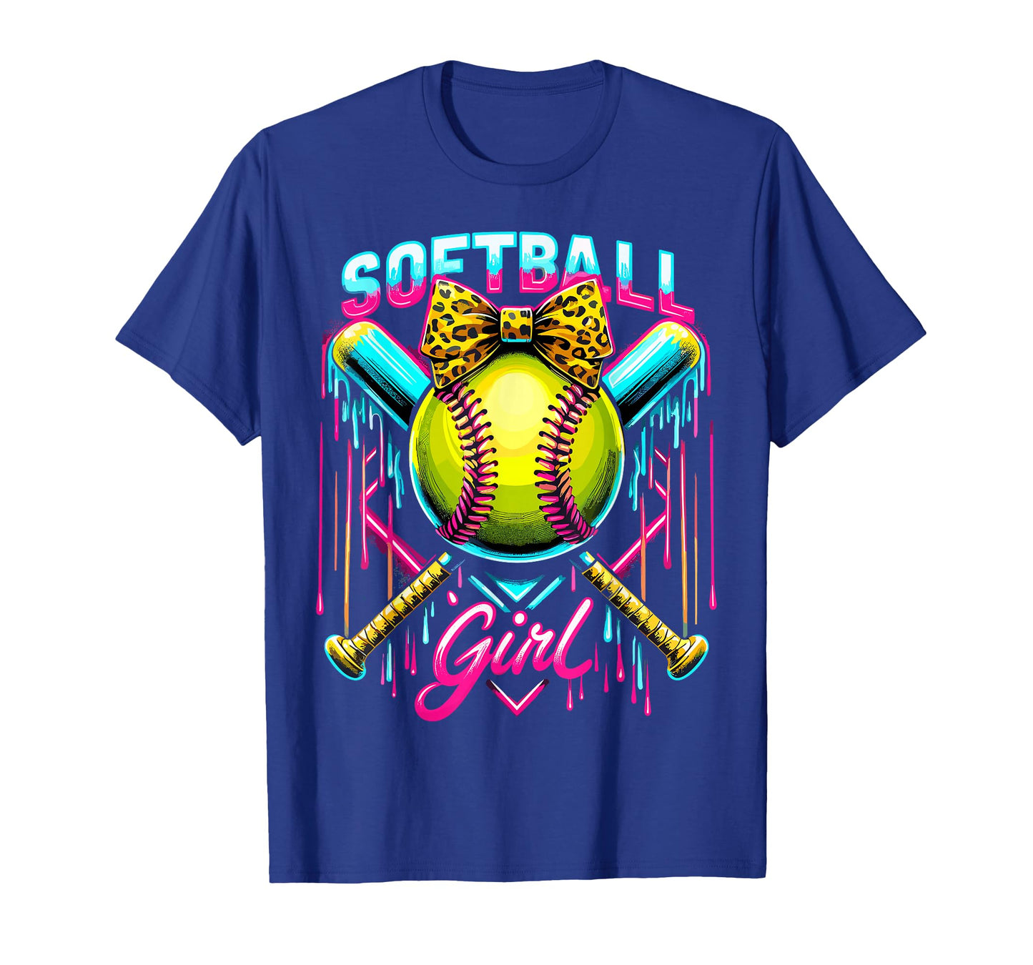 Softball Player Girl Ice Cream Softball Drip T-Shirt