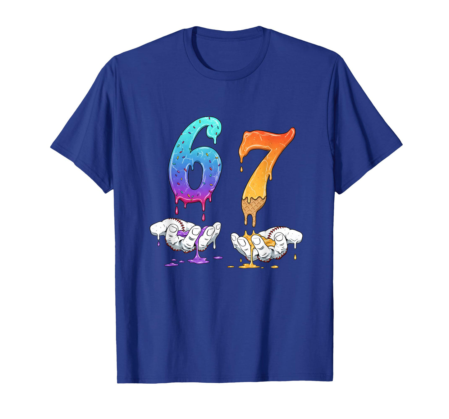 67 Meme Funny Baseball Kids Girls Humor Number 6 7 T-Shirt