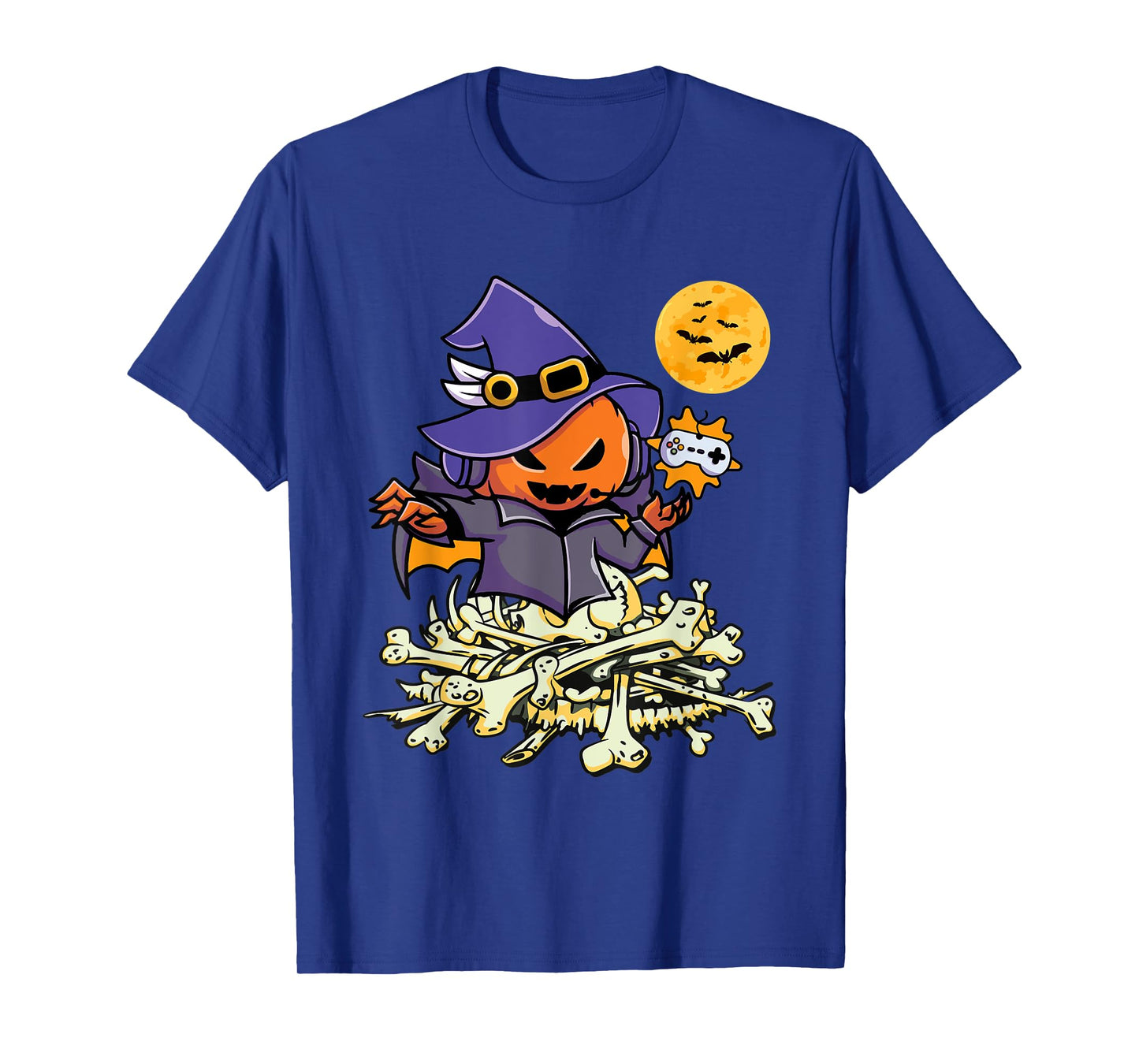 Halloween Pumpkin Gamer Ghost Wizard Boys Kids Teens Gaming T-Shirt