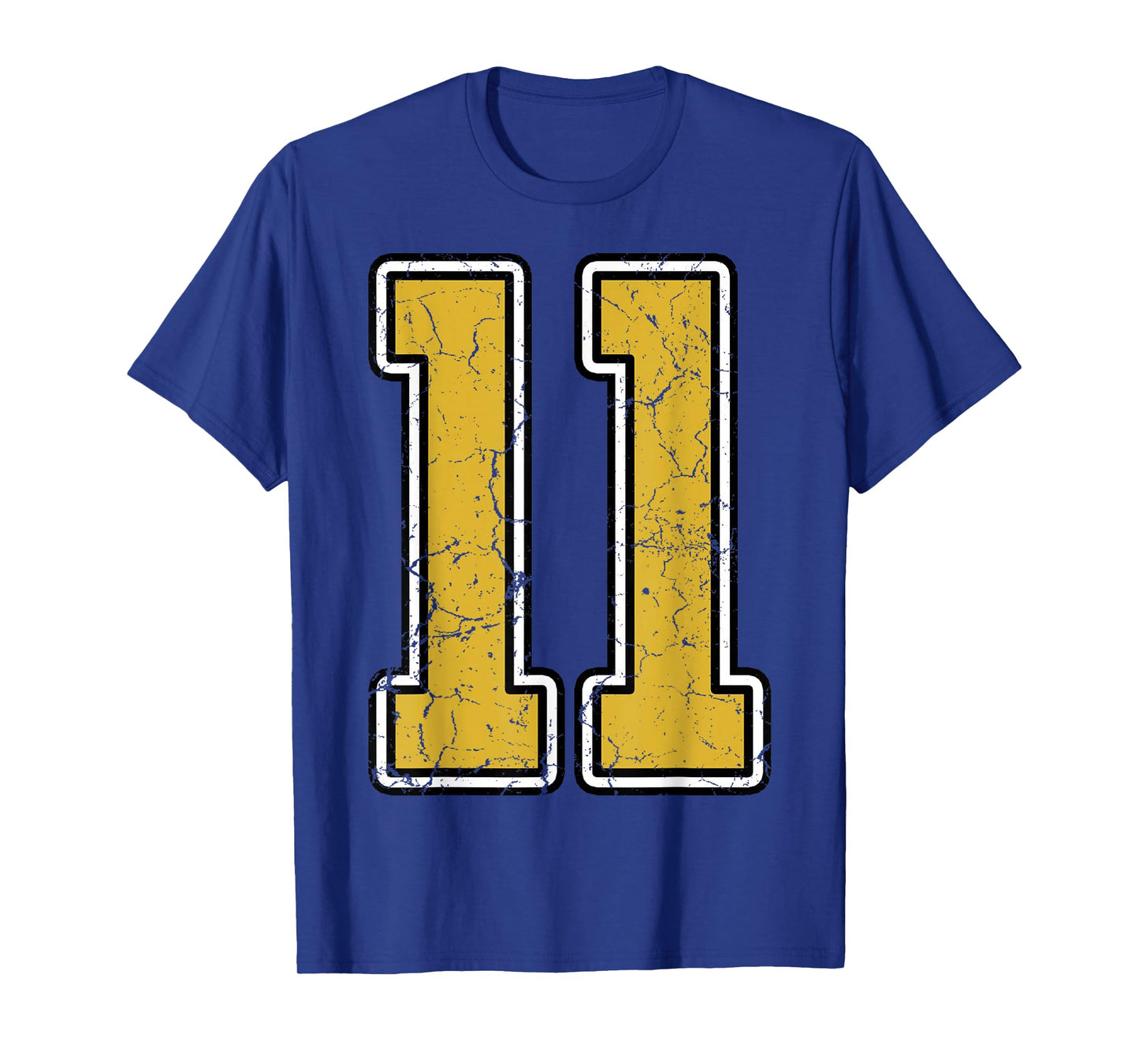 Old Gold Black White Sports Number 11 Jersey Uniform Player T-Shirt