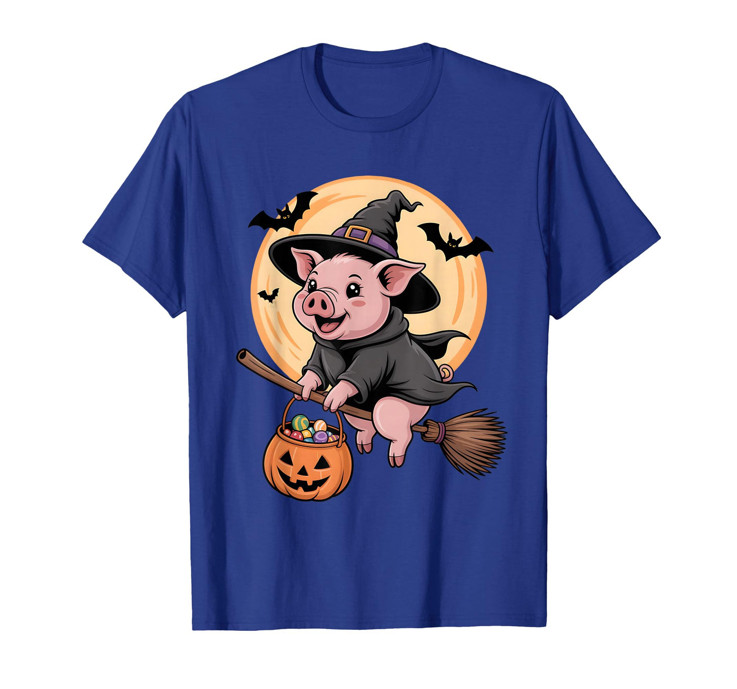 Pig Witch Hat Pumpkin Halloween Costume Men Women Kids T-Shirt