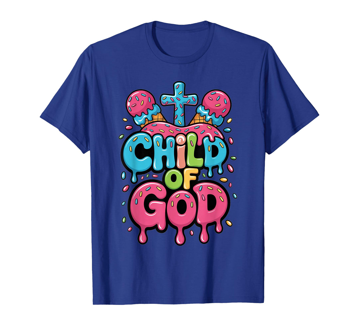 Child of God Ice Cream Christian Drip Kids Jesus Youth Boys T-Shirt