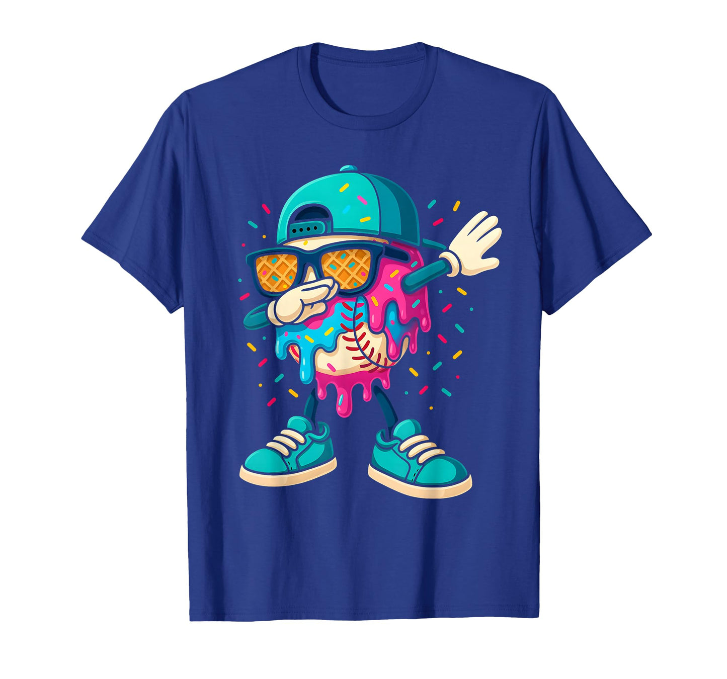 Baseball Drip Ice Cream Boys Dabbing Youth Baseball Sprinkle T-Shirt