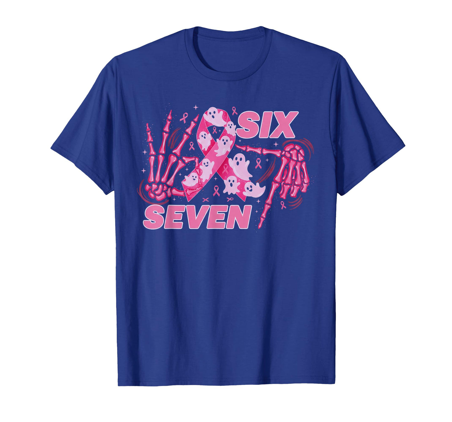 Six Seven 67 Meme Funny Skeleton Breast Cancer Awareness T-Shirt