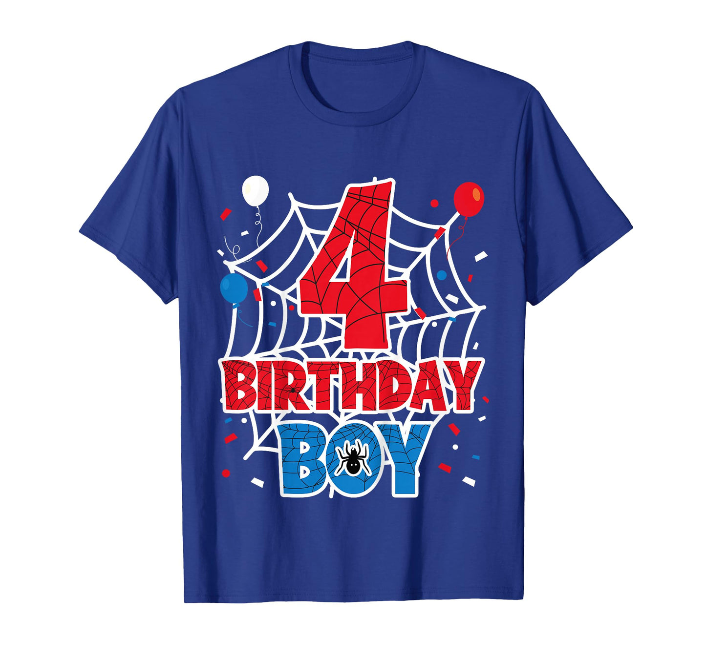 Kids Spider Web 4 Year Old Birthday Boy T-Shirt
