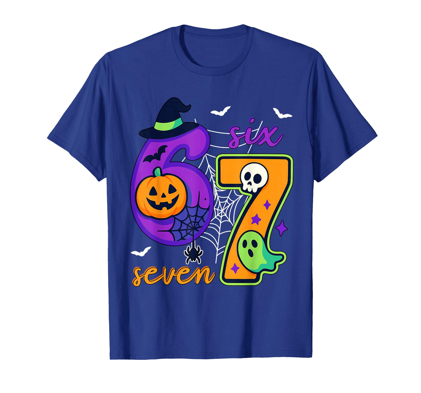 Six Seven Meme 6 7 Funny Ghost Halloween Costume T-Shirt