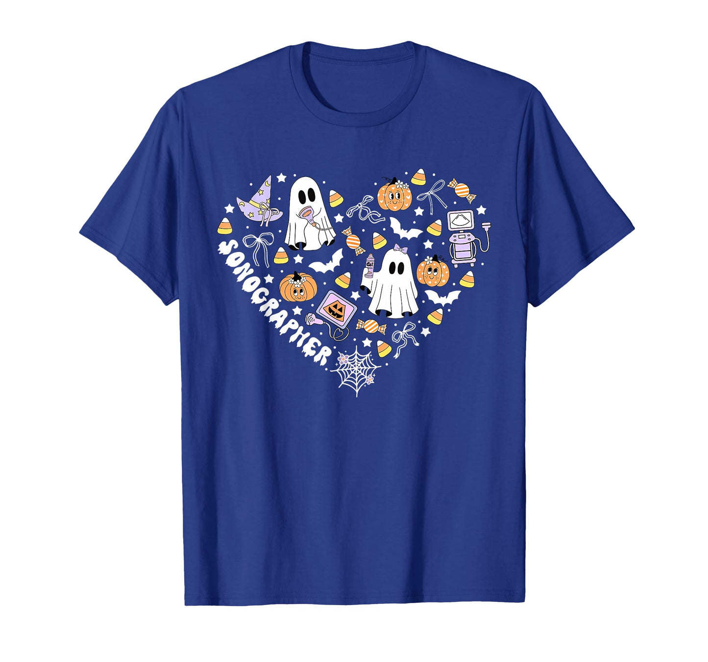 Sonographer Heart Halloween Ultrasound Tech MFM OBGYN Spooky T-Shirt