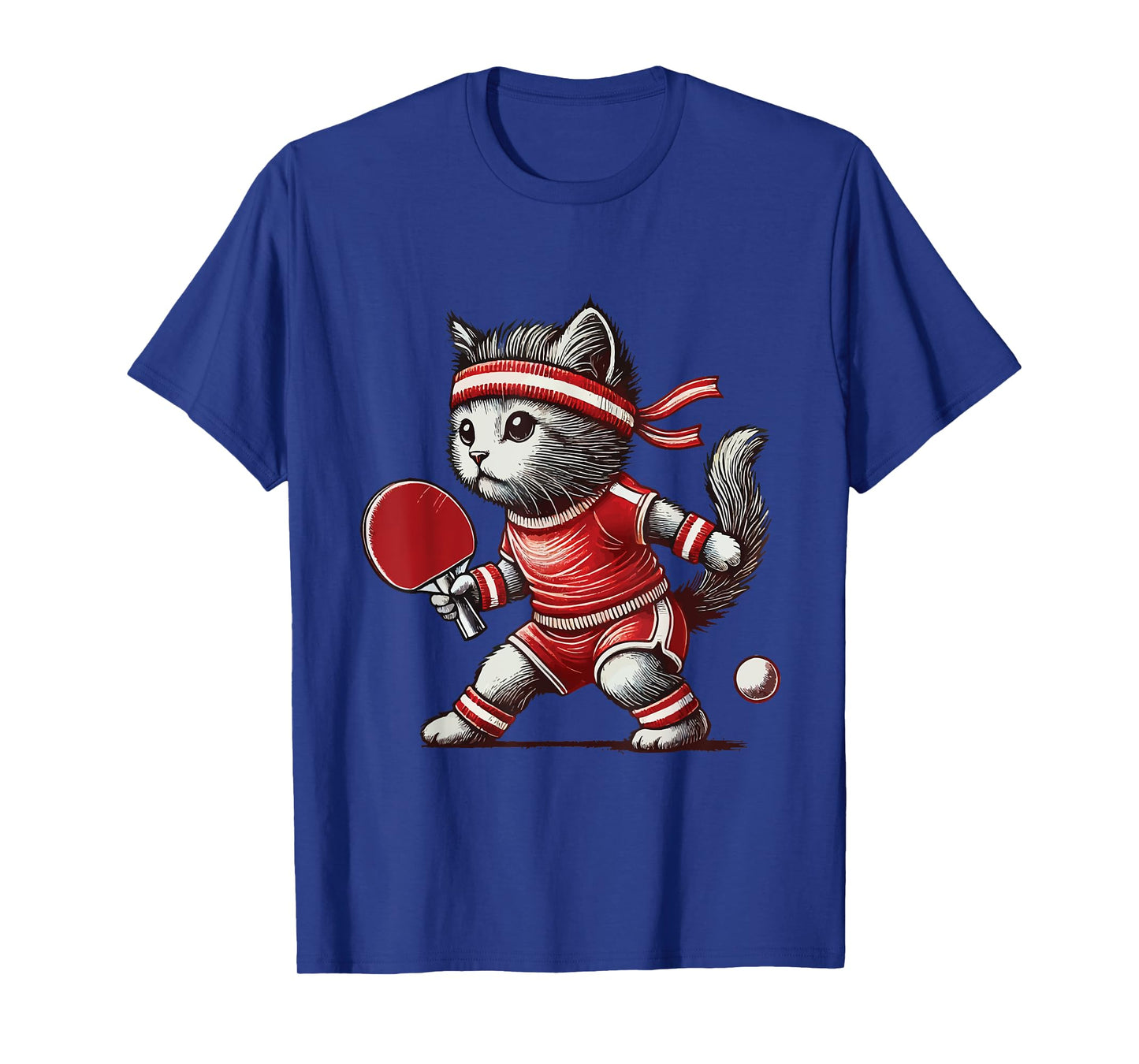 Cute Cat Table Tennis Vintage Retro Player T-Shirt for Men Women Girls Kids