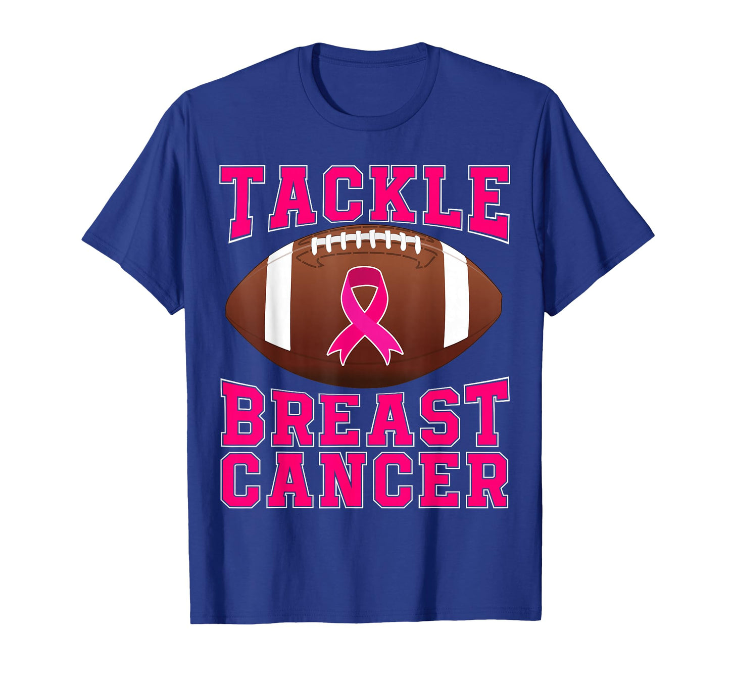 Tackle Cancer Pink Ribbon Football Breast Cancer Awareness T-Shirt