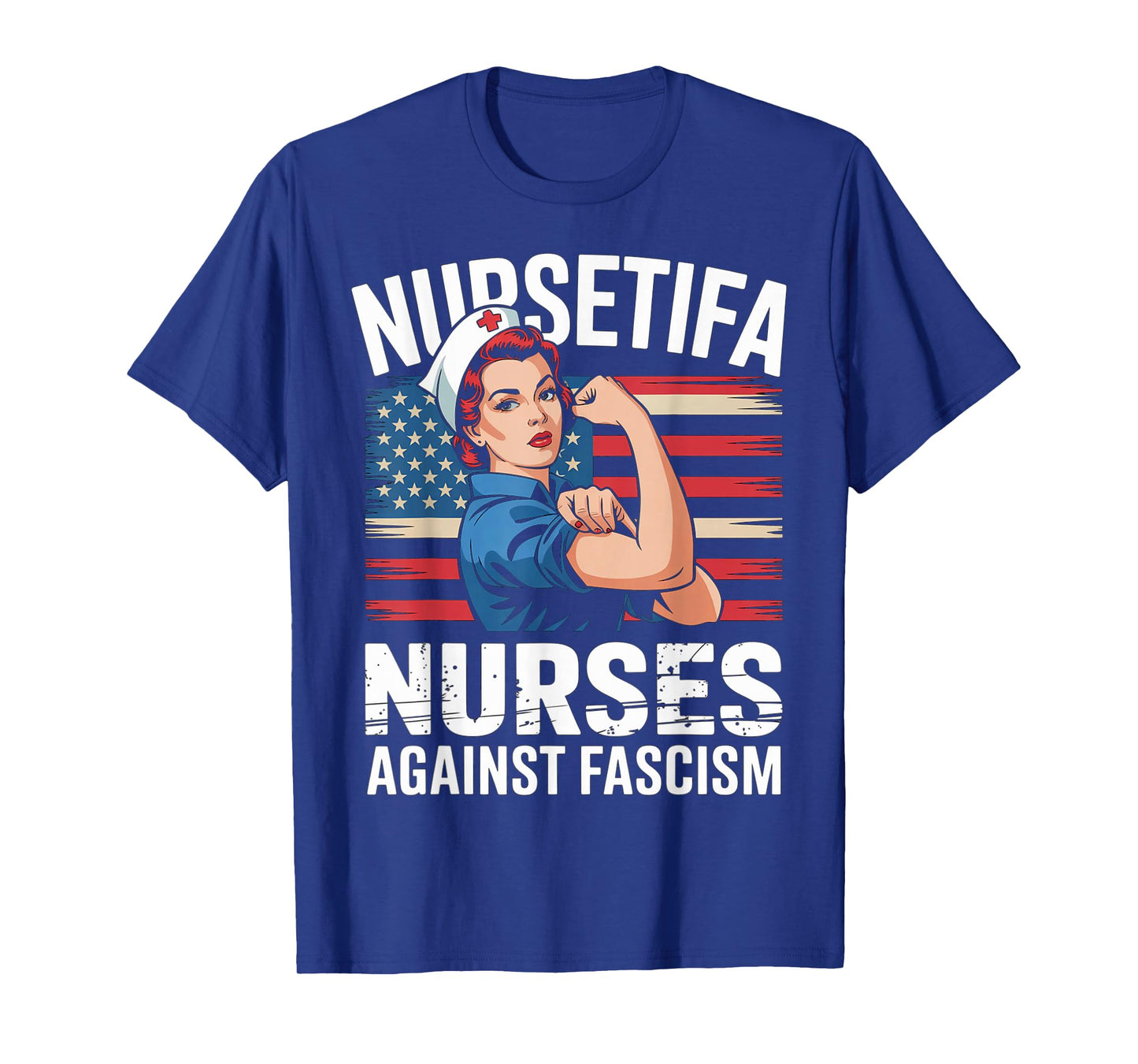 Nursetifa Nurse Against Fascism Flag Resist No Kings LPN RN T-Shirt