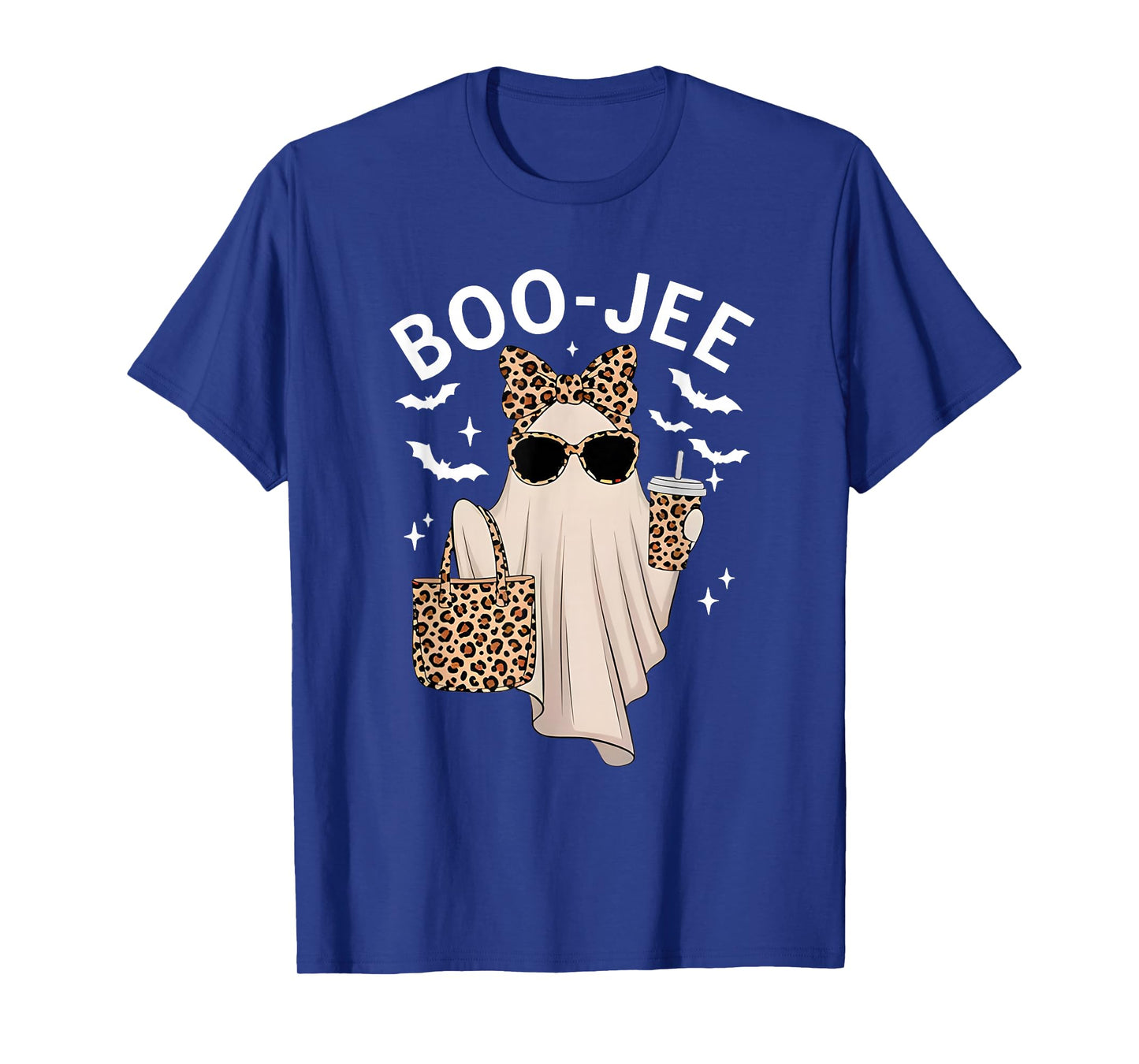 Boo-JEE Ghost Halloween Women Boo JEE Leopard Spooky Season T-Shirt