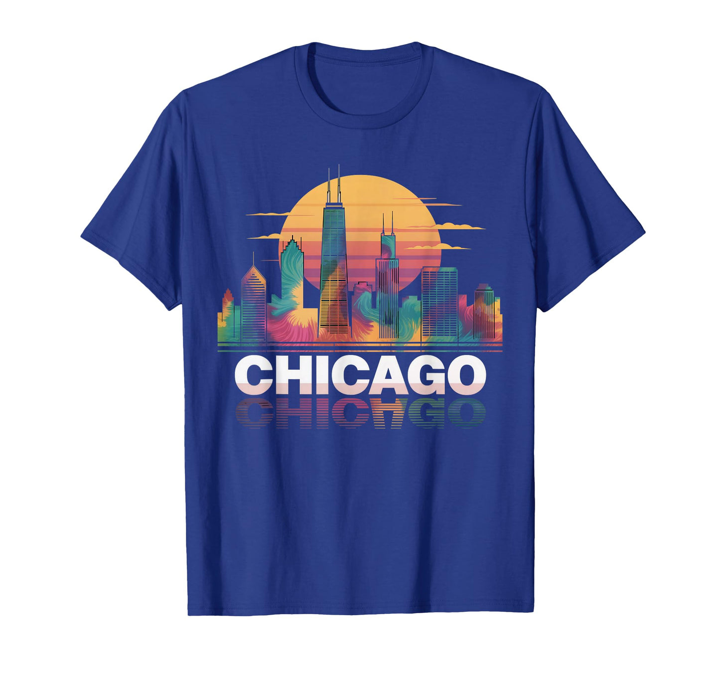 I Love Chicago Skyline Chicago City Tie Dye Souvenir Chicago T-Shirt