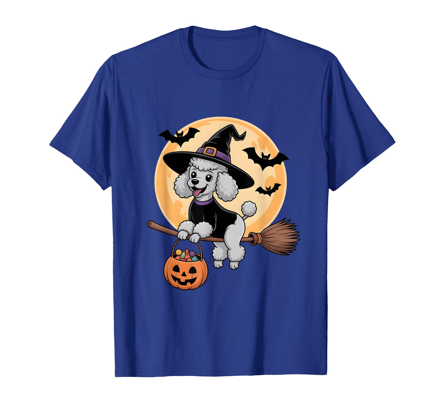 Poodle Witch Hat Pumpkin Halloween Costume Men Women Kids T-Shirt