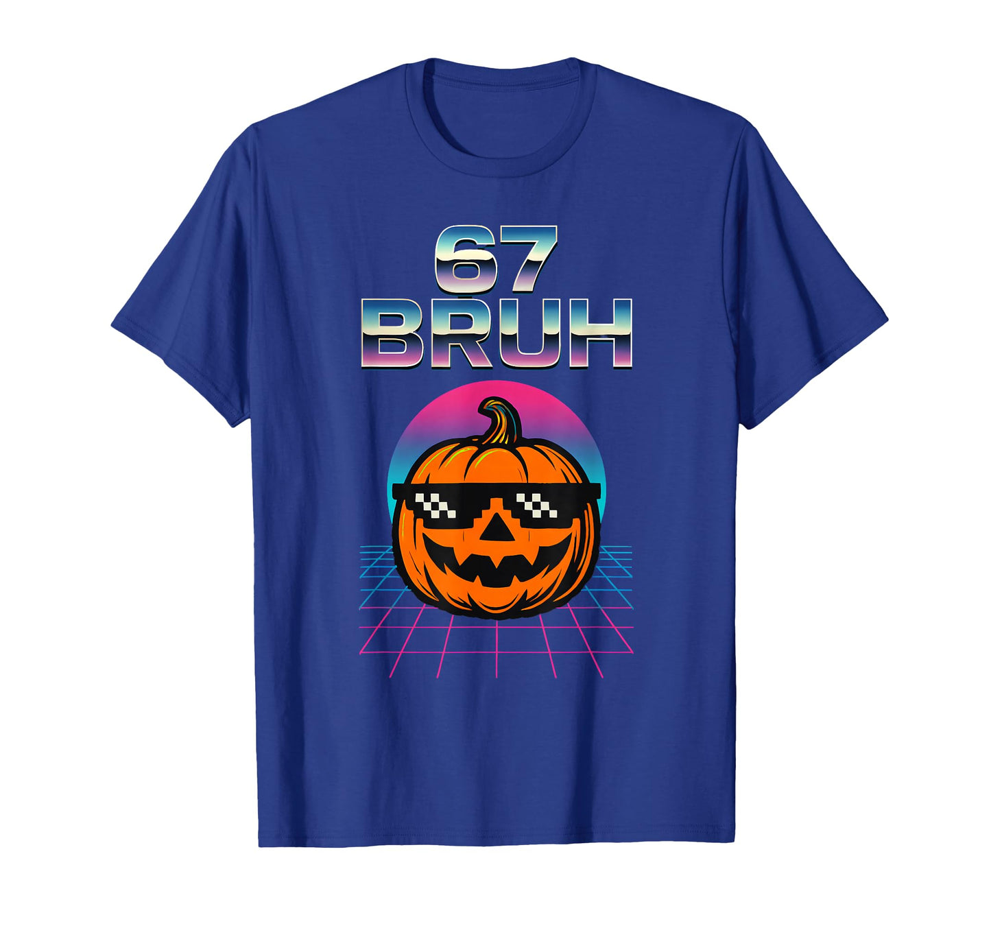 67 Bruh Meme Halloween Pumpkin 6 7 Brainrot Six Seven Kids T-Shirt