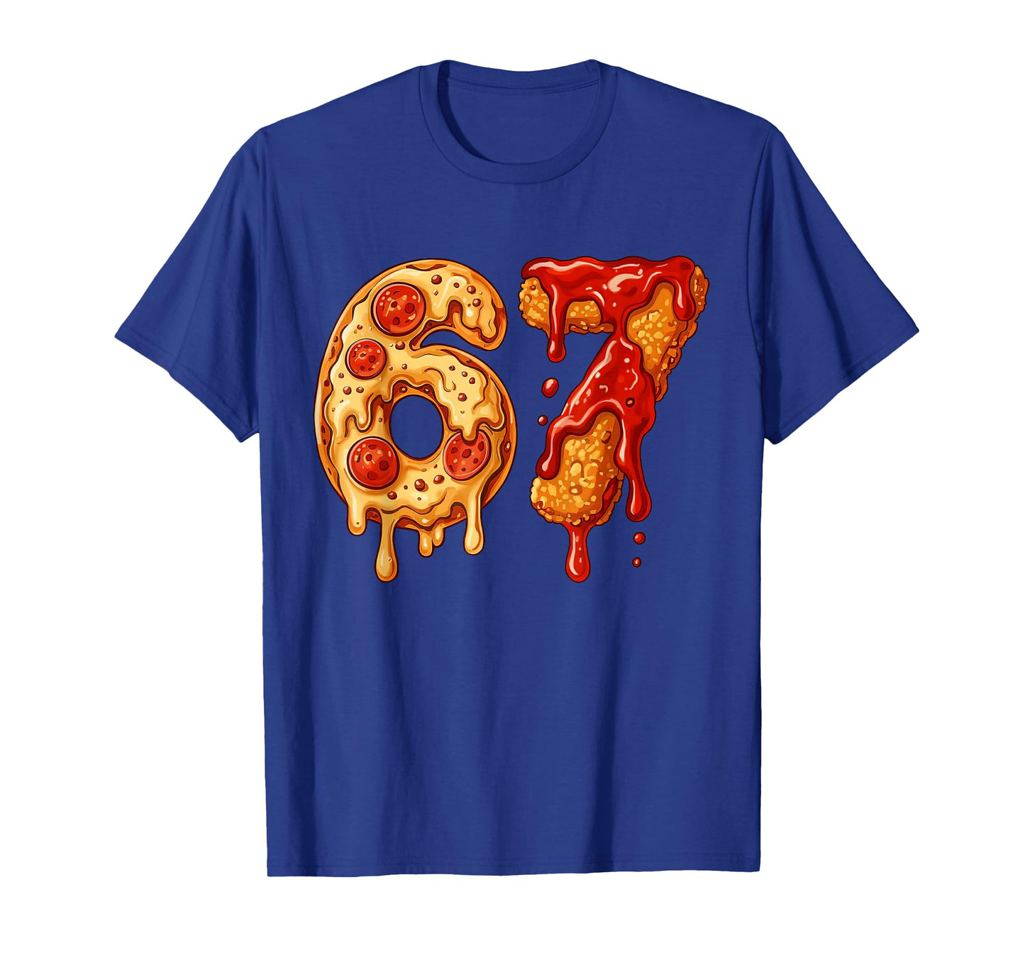 67 Six Seven 6-7 Pizza & Chicken Nugget - Kids Brainrot Meme T-Shirt