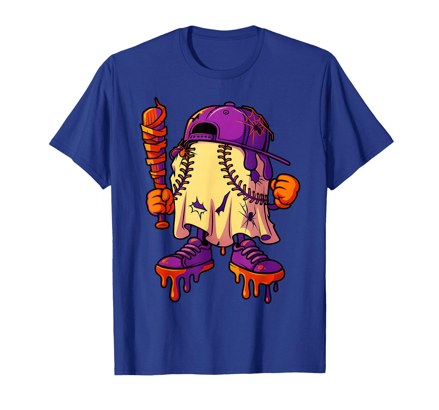 Funny Baseball Ghost Halloween Drip Baseball Boys Youth T-Shirt