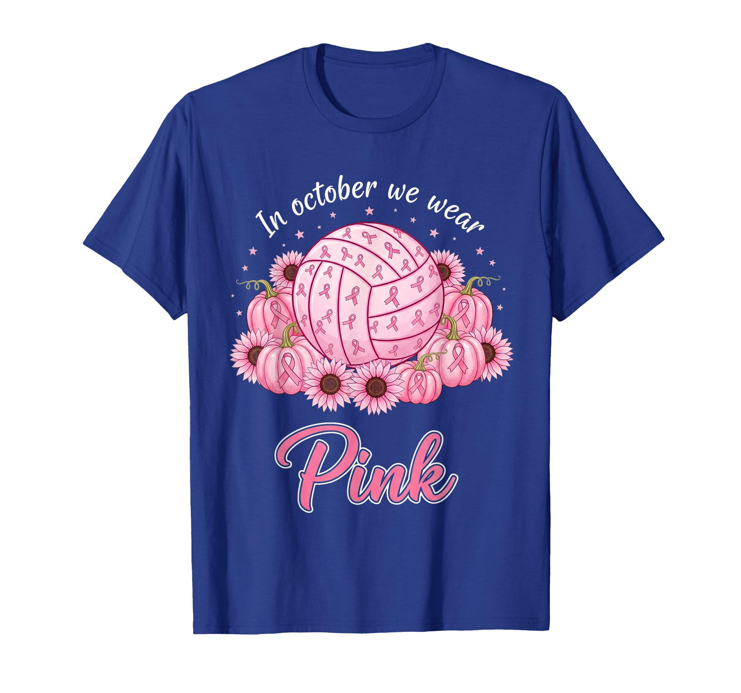 in October We Wear Pink Volleyball Breast Cancer Awareness T-Shirt