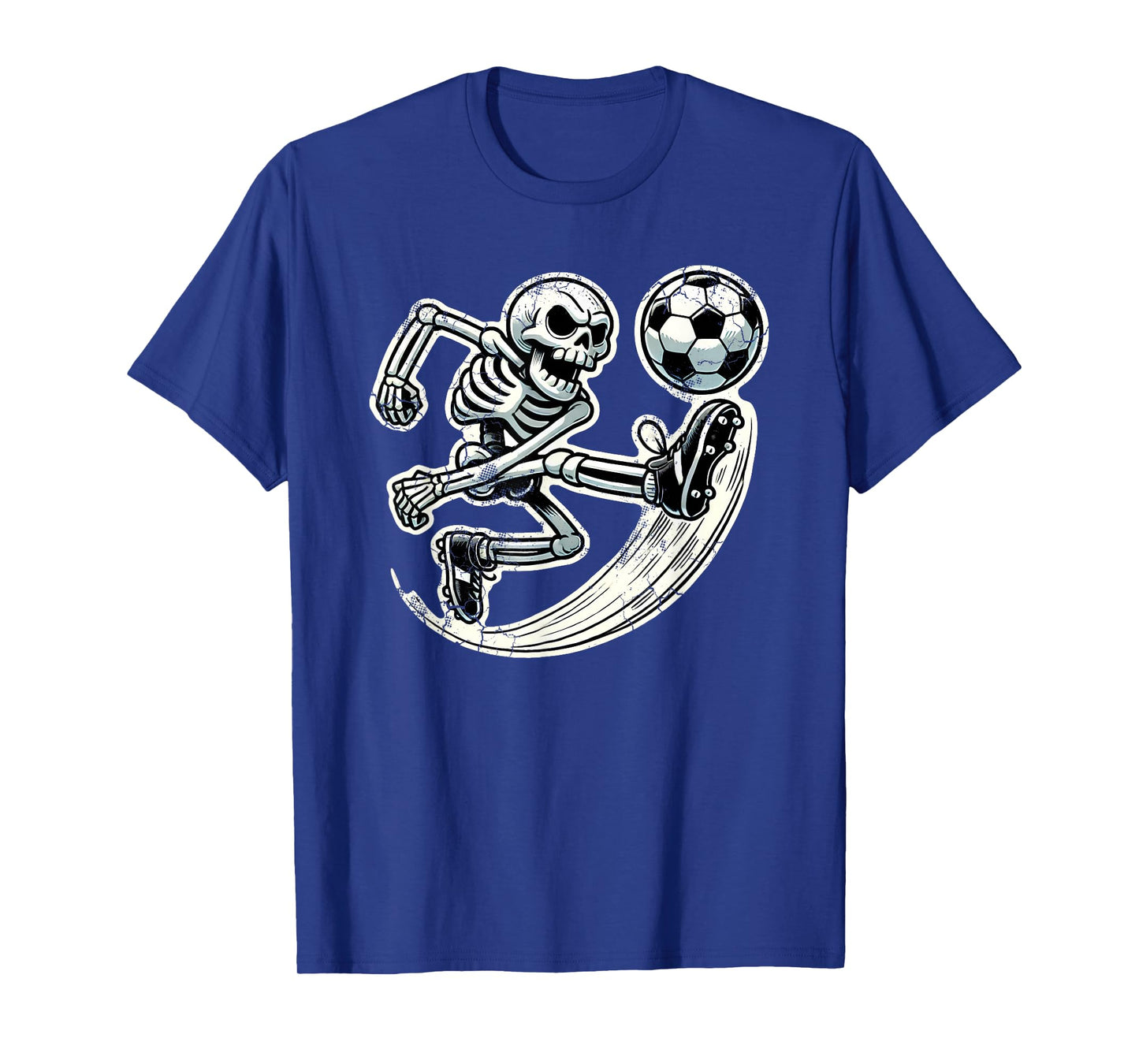 Halloween Skeleton Soccer Player Spooky Kicking Action T-Shirt