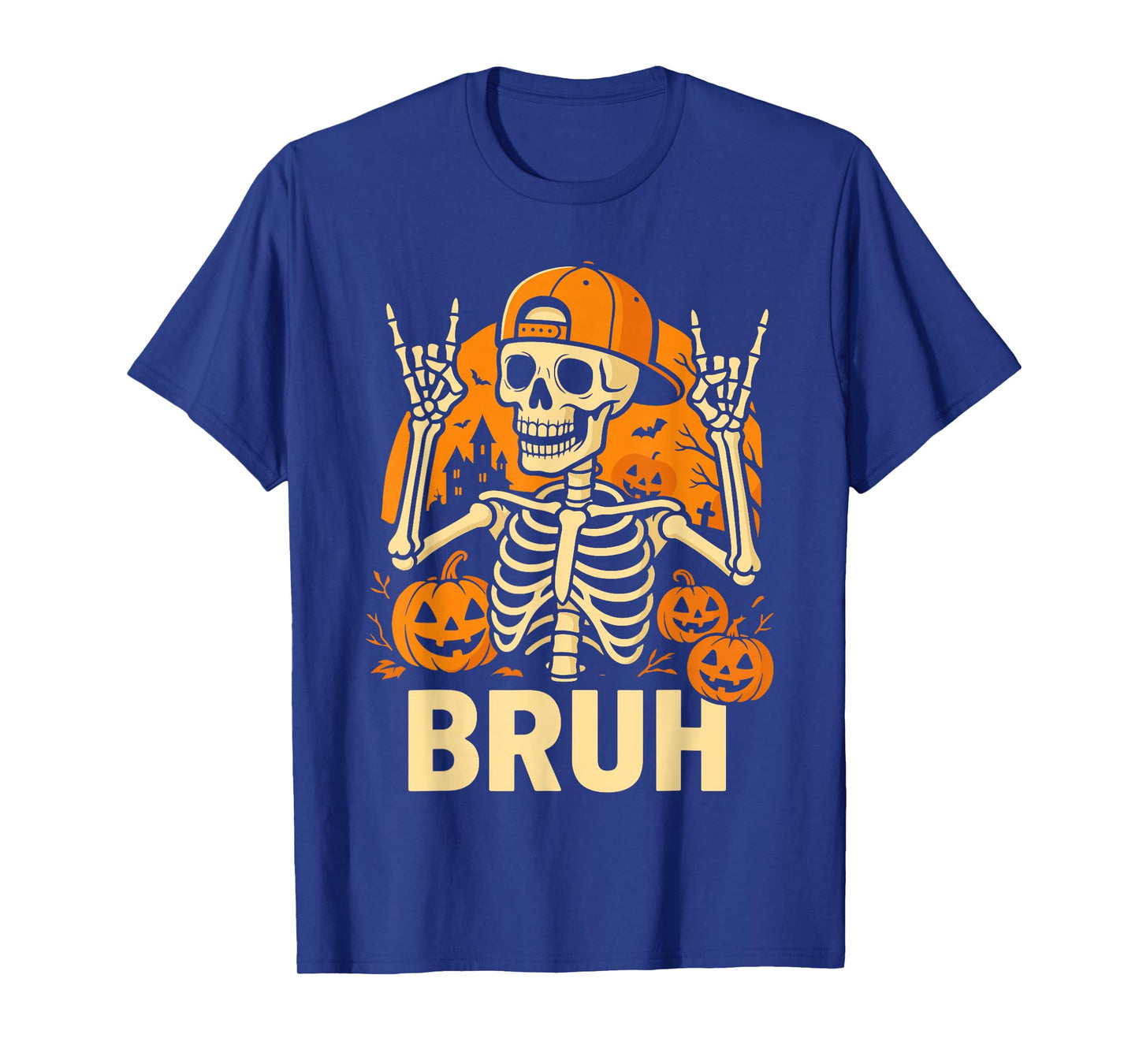 Bruh Skeleton Costume Kids, Halloween Skeleton Rock Punk T-Shirt