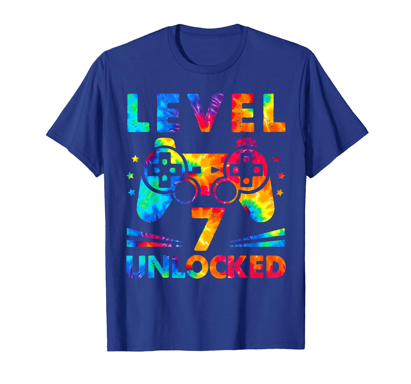 7 Year Old 7th Birthday Gamer Tie Dye Boys Level Gift T-Shirt