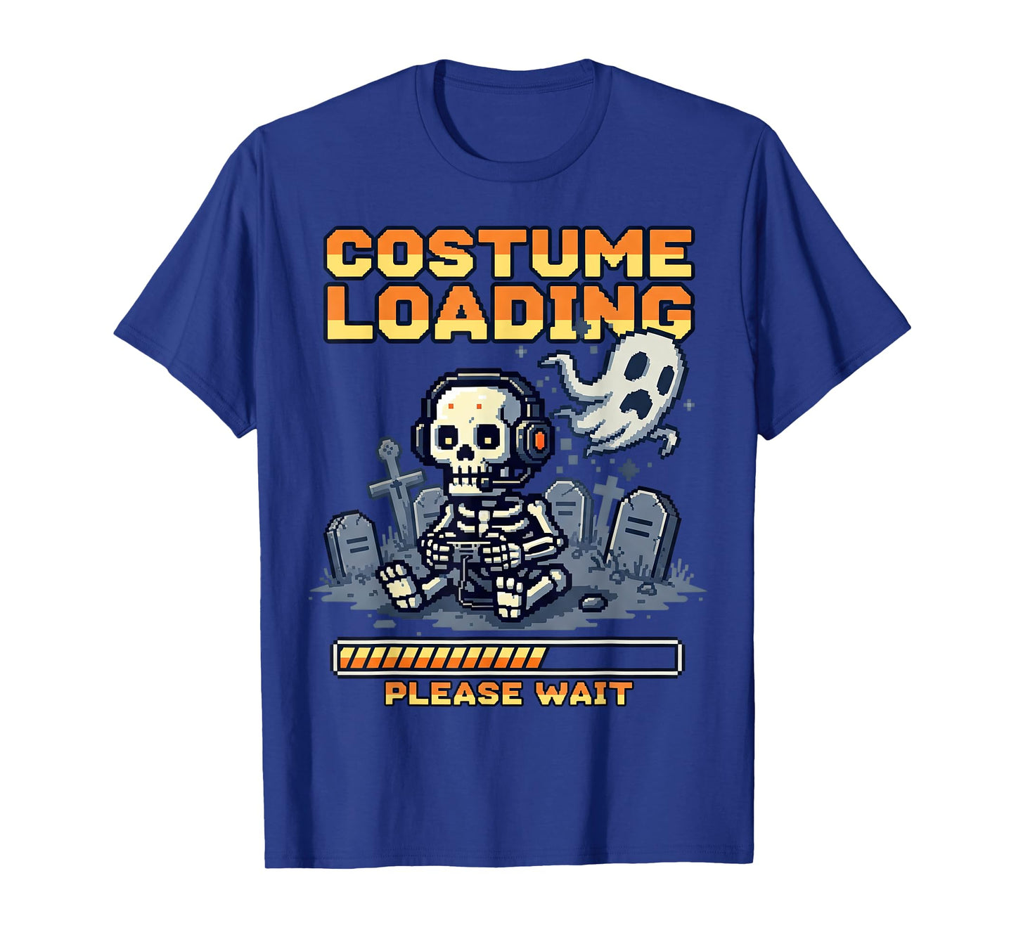 Funny Skeleton Gamer Costume Loading Please Wait Halloween T-Shirt