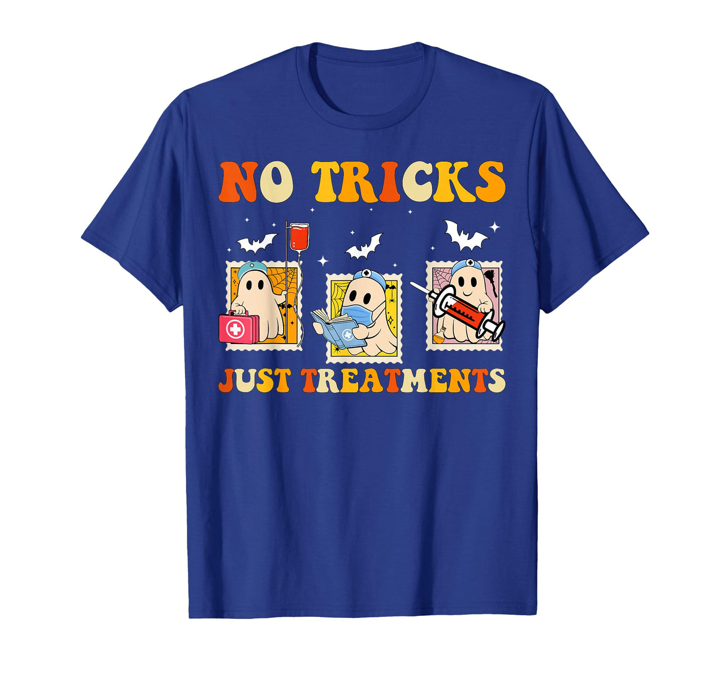 No Tricks Just Treatments Funny Halloween Ghost Nursing T-Shirt