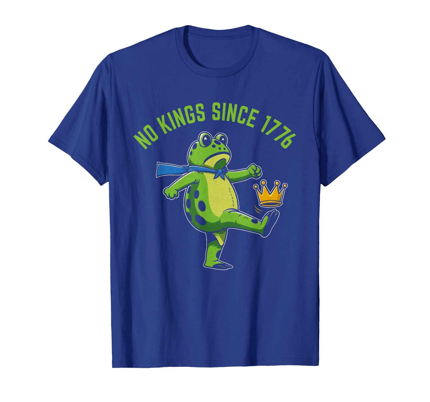 No Kings Since 1776 Portland Frog Kicking Crown Retro T-Shirt