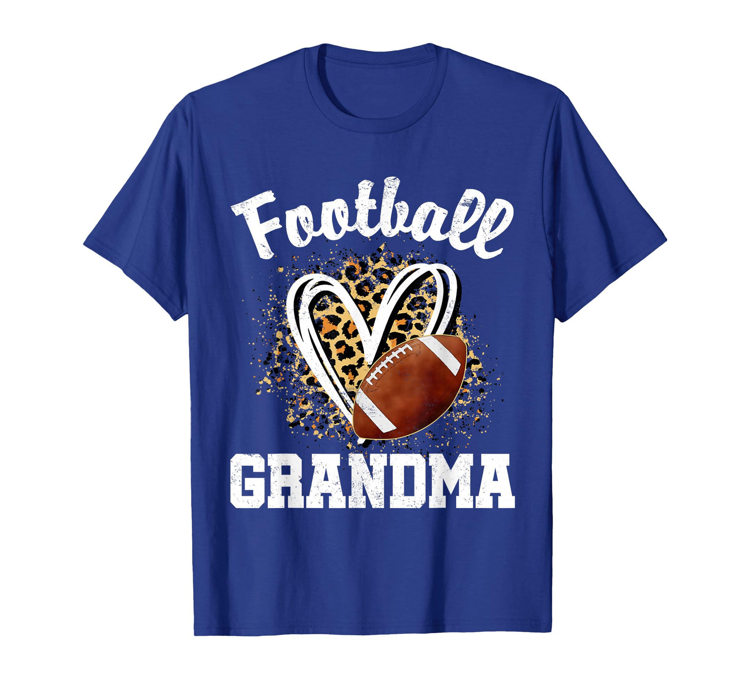 Football Grandma Leopard Heart T-Shirt