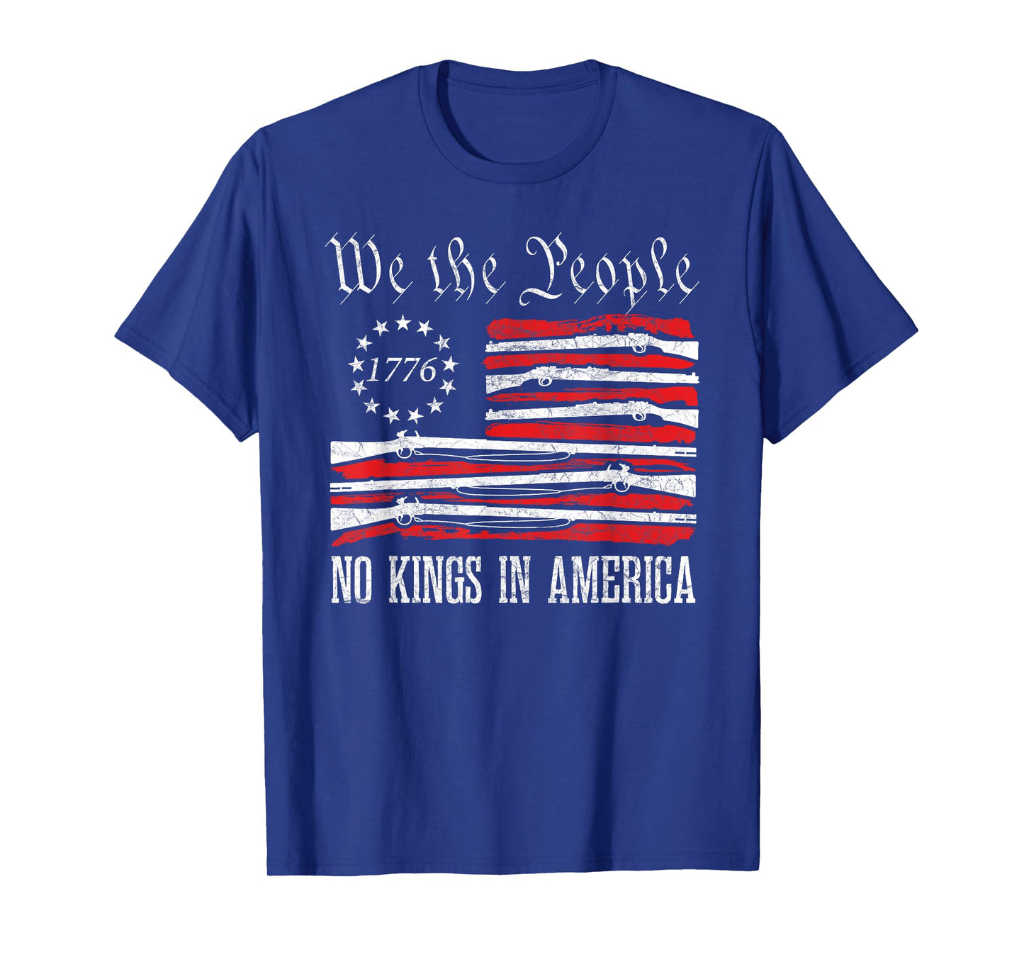 No Kings in America Vintage USA Flag Patriotic No Kings T-Shirt