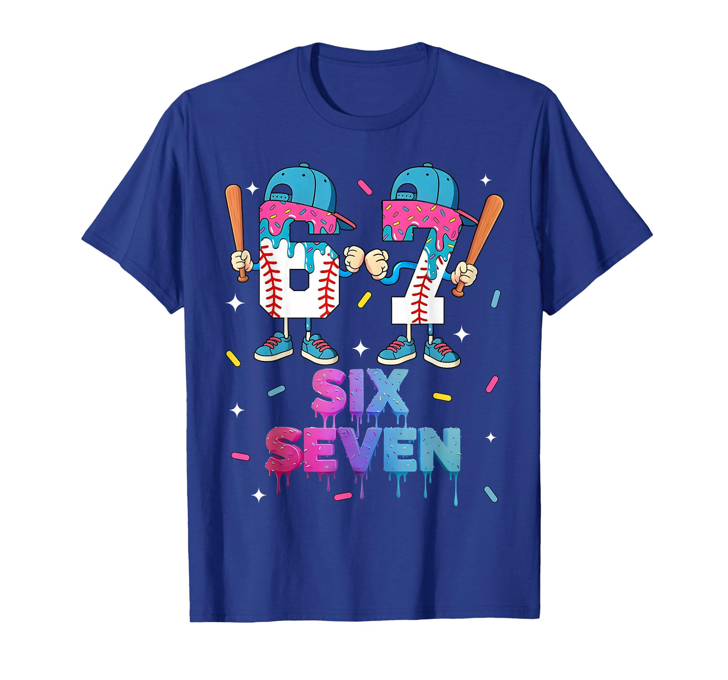Six Seven Baseball Ice Cream Drip 6 7 Meme Gen Alpha Slang T-Shirt
