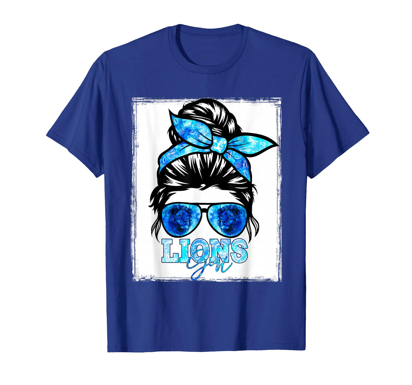 Retro Lion Girl Messy Bun Sports Team Matching Outfit T-Shirt