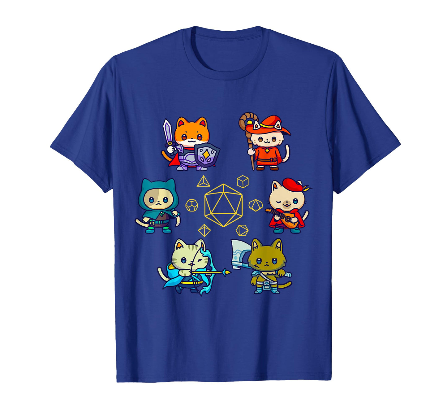 RPG Gamer Cats D20 Dice Nerdy Geek Cat Men Women Kids T-Shirt