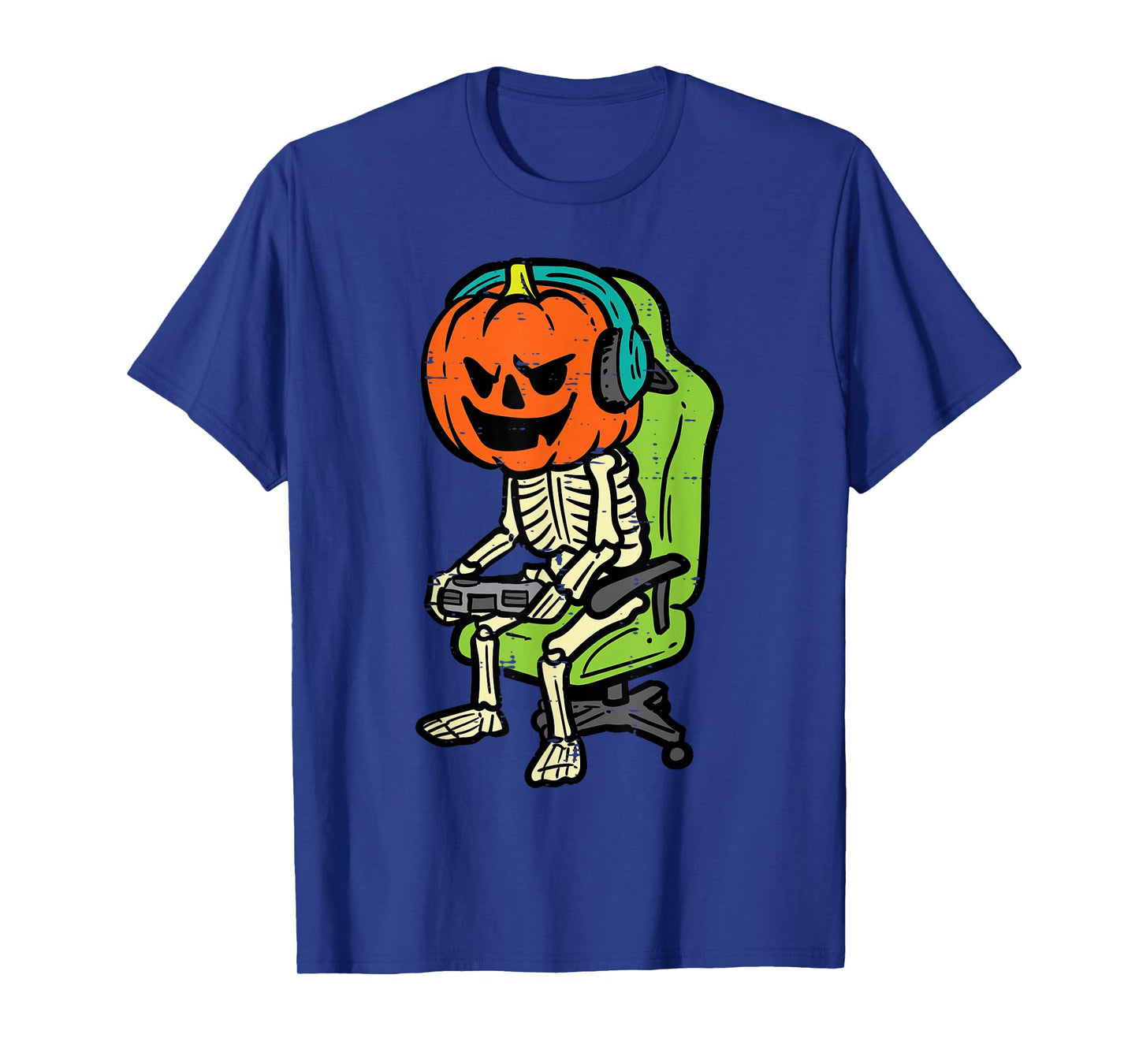 Halloween Gamer Skeleton Pumpkin Costume Men Boys Kids Teen T-Shirt