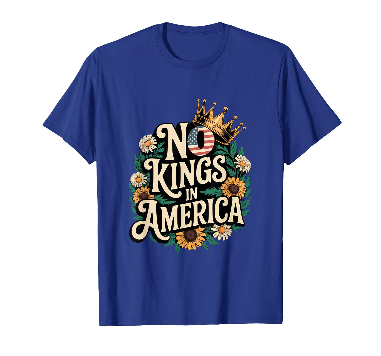 No Kings In America Floral Retro Democracy T-Shirt