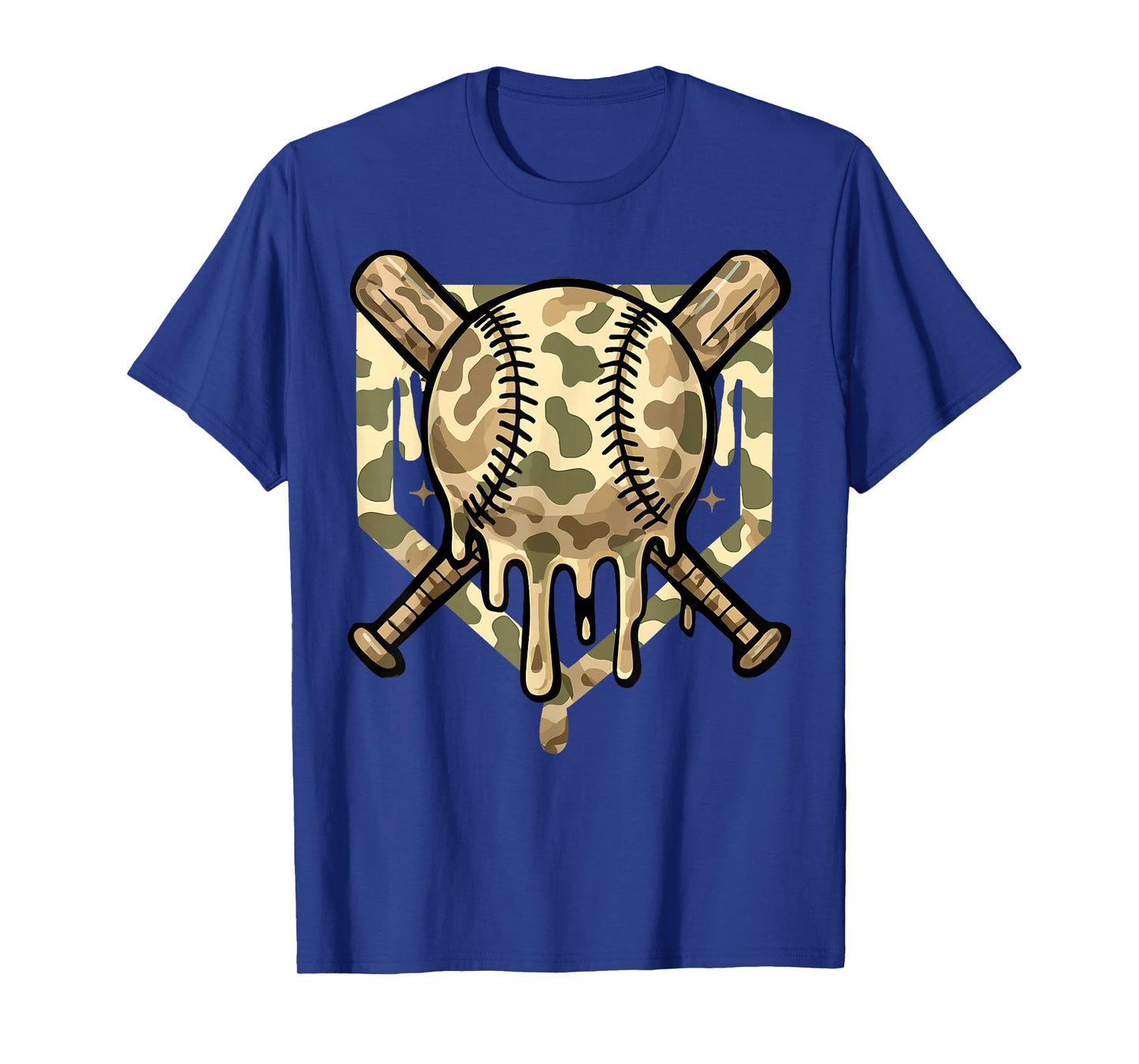Baseball Drip for Boys Ice Cream Dripping Boys Baseball Camo T-Shirt