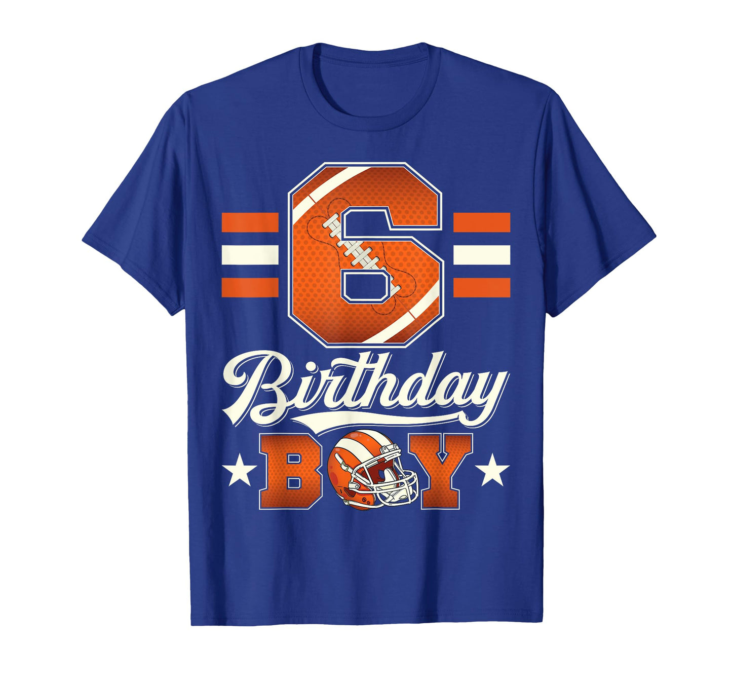 Six 6th Birthday Boy Football 6 Year Old Sports Party T-Shirt