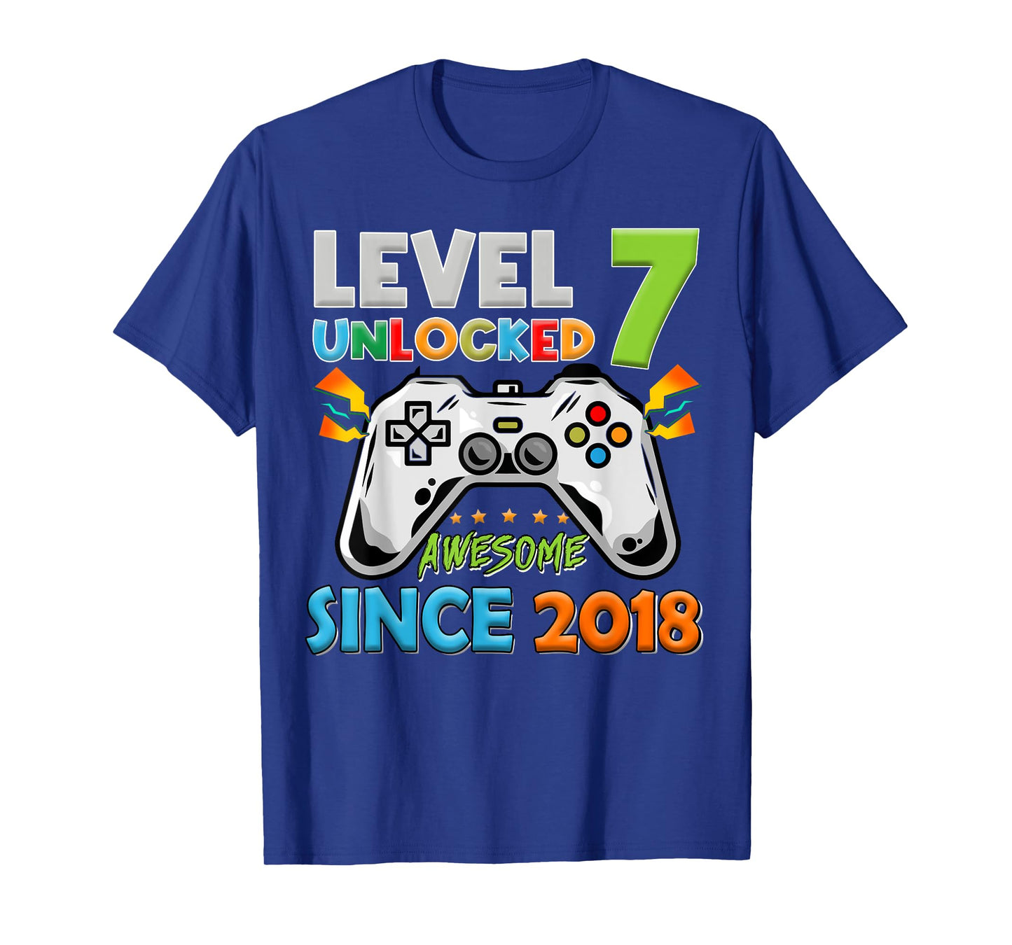 7th Birthday Boy Level 7 Unlocked Awesome Since 2018 T-Shirt