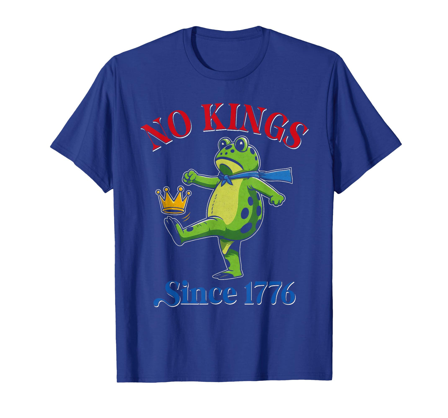 No Kings Since 1776 Portland Frog Kicking Crown Retro T-Shirt