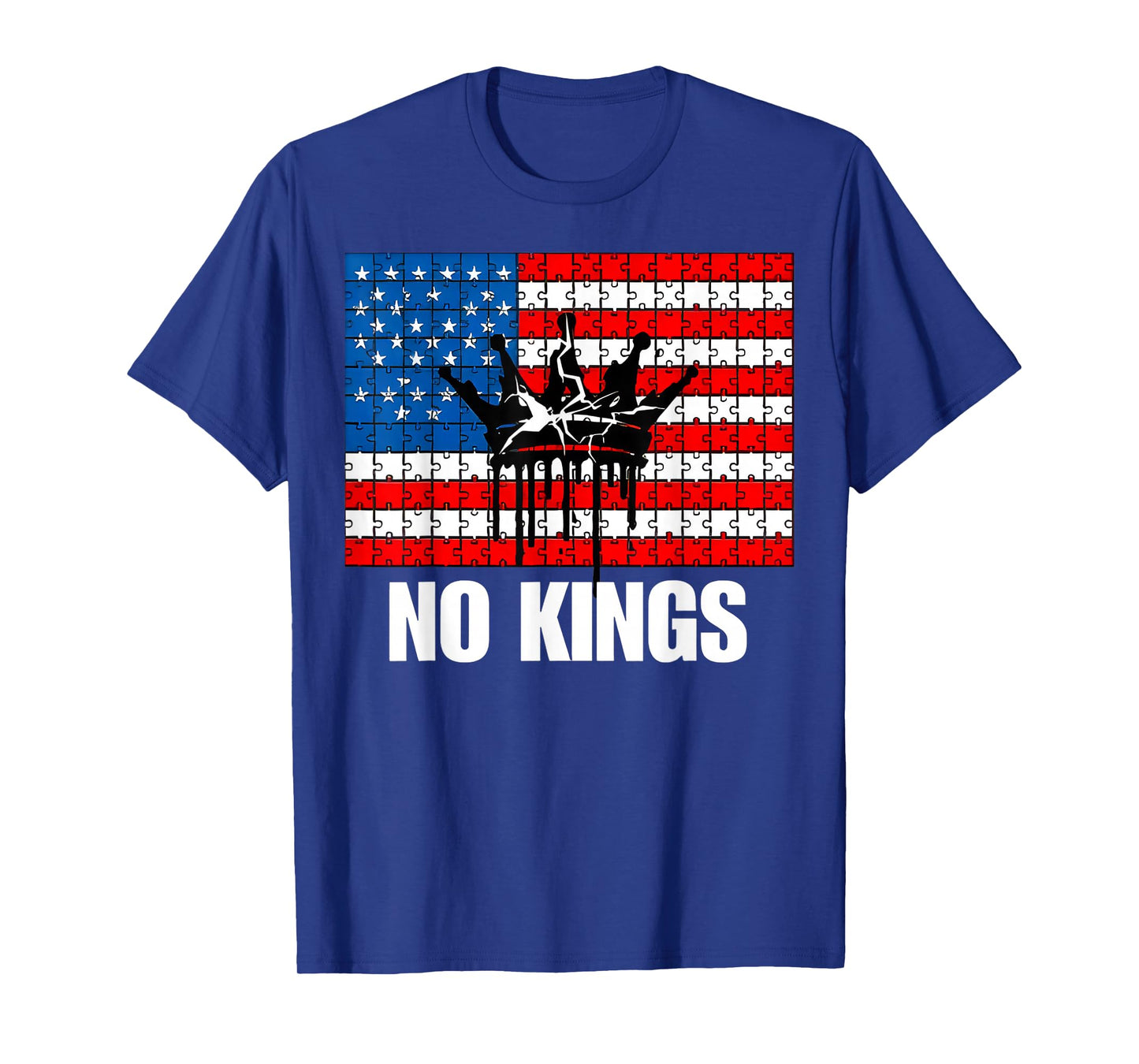 No Kings Shirt No Kings USA Flag Puzzle Piece T-Shirt