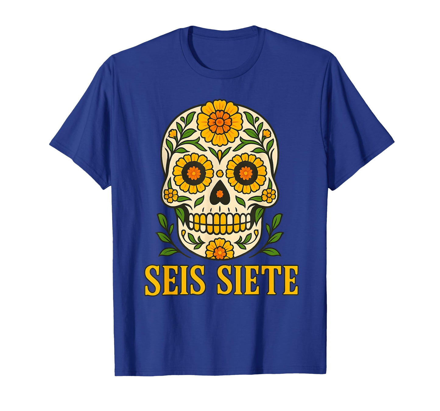 SEIS Siete Mexican Los Muertos Calaveras Sugar Skull 67 Boys T-Shirt