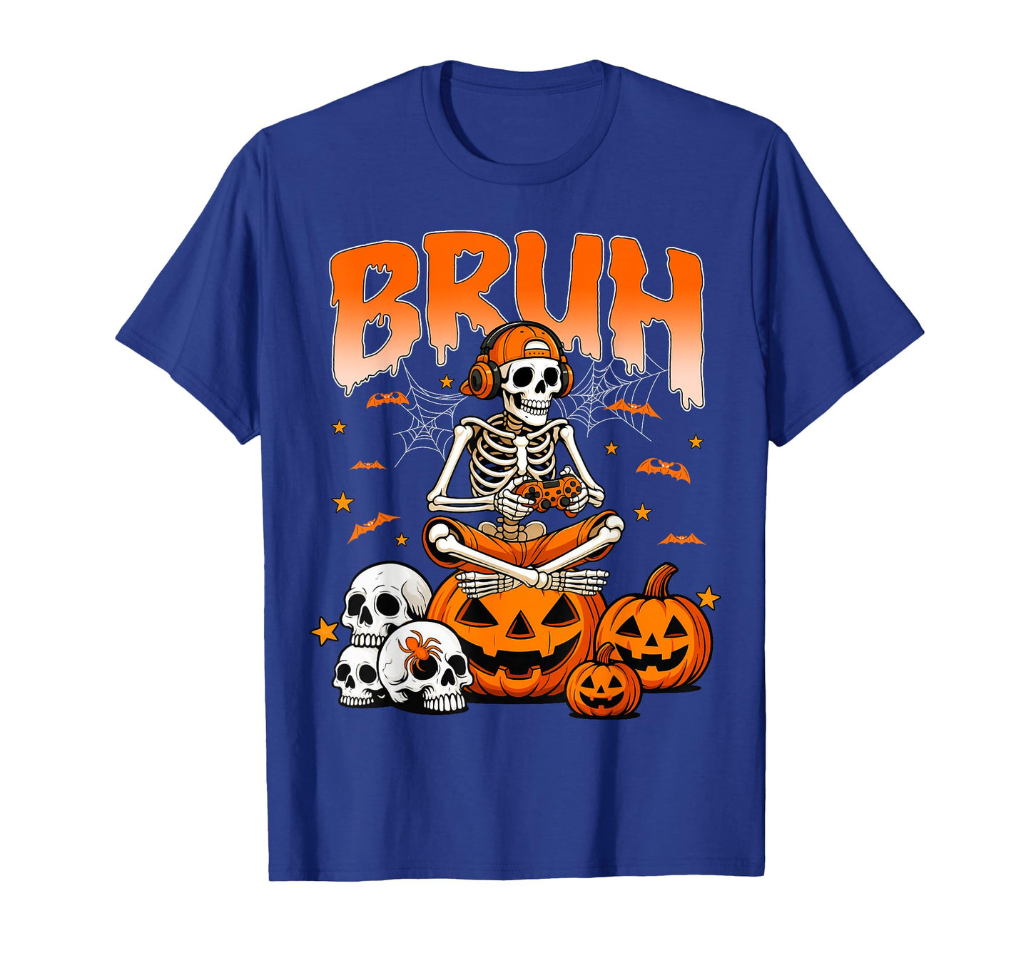 Bruh Halloween Skeleton Gamer Video Gaming Boys Men T-Shirt