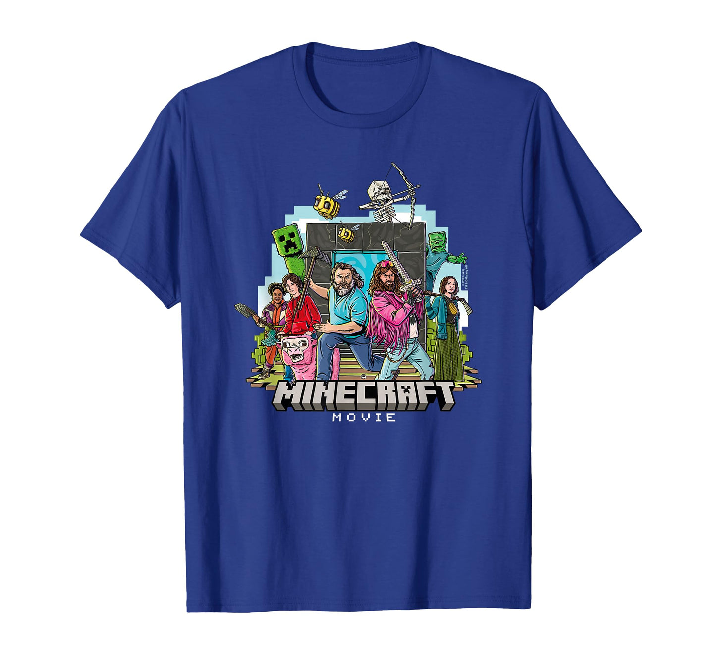 A Minecraft Movie Main Characters Group Shot Cartoon Style T-Shirt