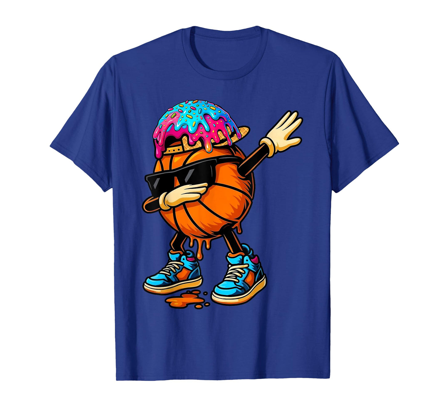 Dabbing Basketball Ice Cream Drip For Boys Funny Basketball T-Shirt