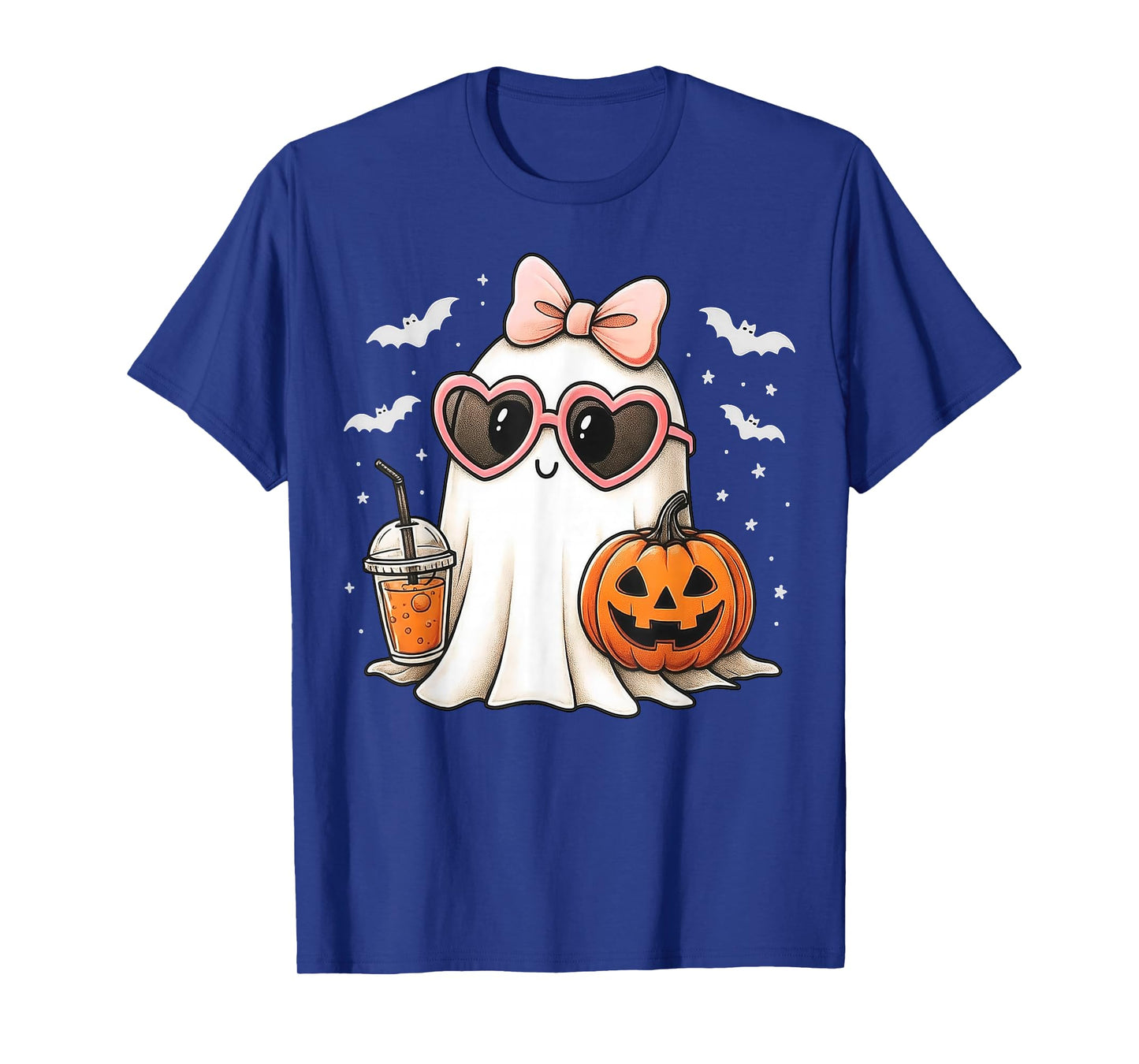 Coquette Ghost Pink Bow Pumpkin Cute Halloween Women Girls T-Shirt