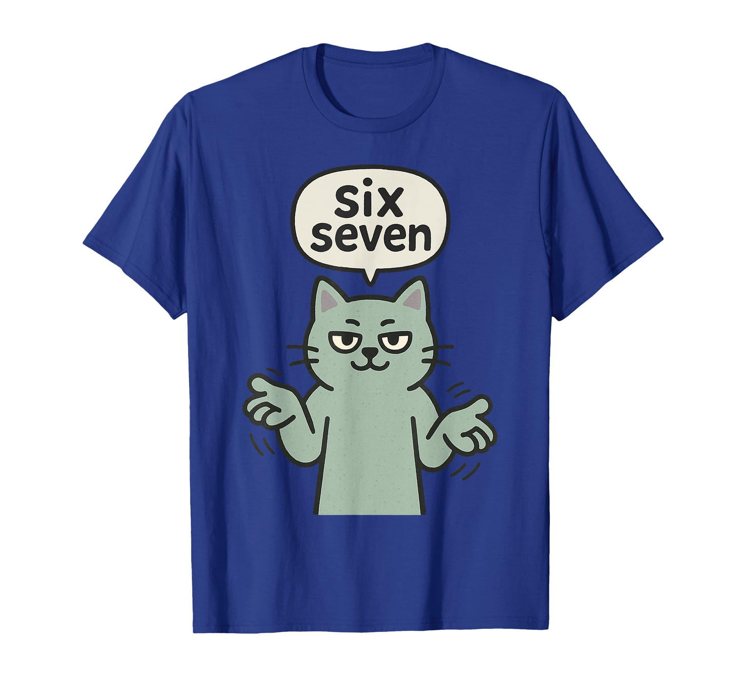 67 Six Seven 6-7 Cat - Funny Kids Gaming Brainrot Meme T-Shirt