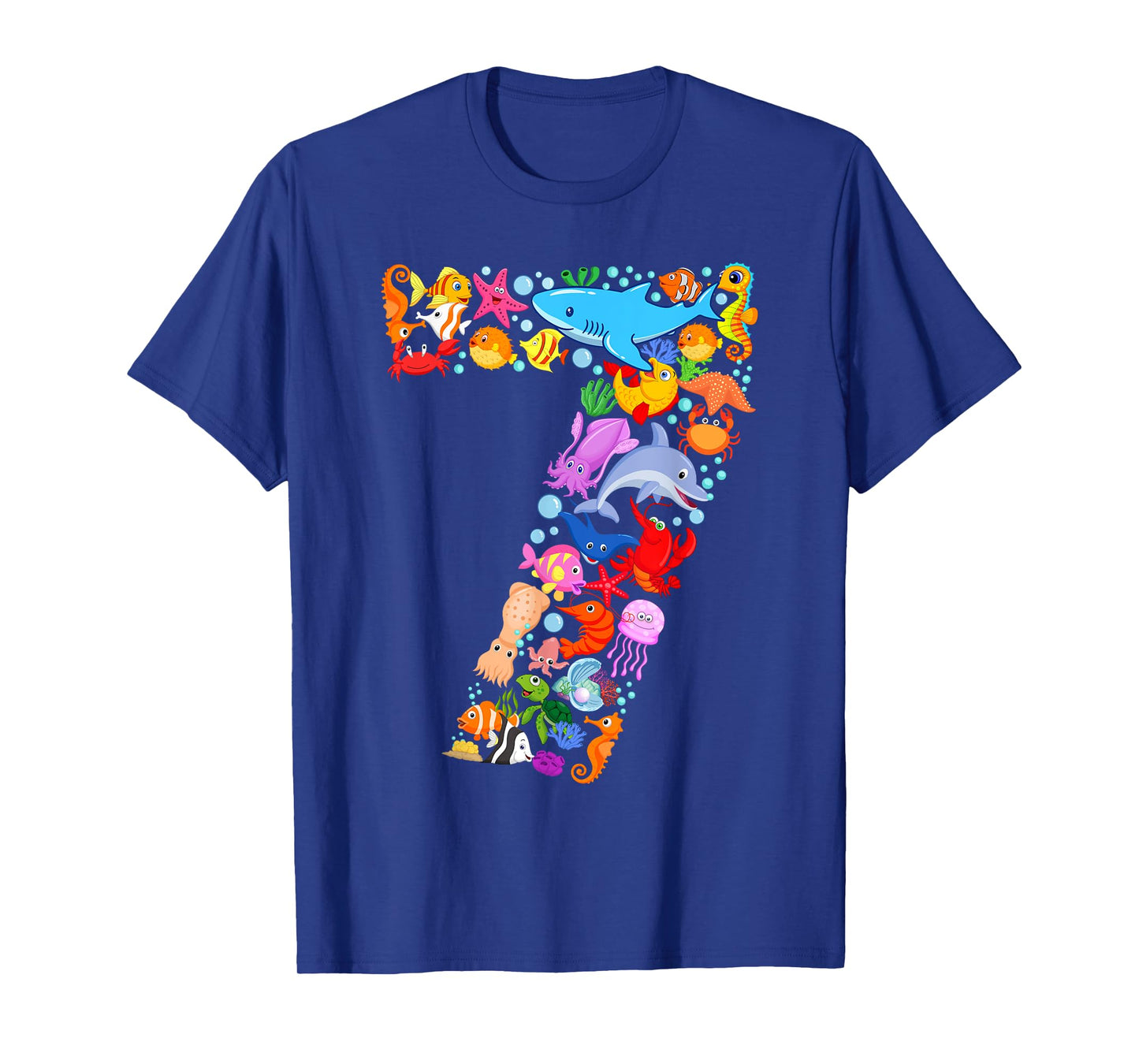 Under Sea 7 Seven Year Kids 7th Birthday Party Ocean Animals T-Shirt