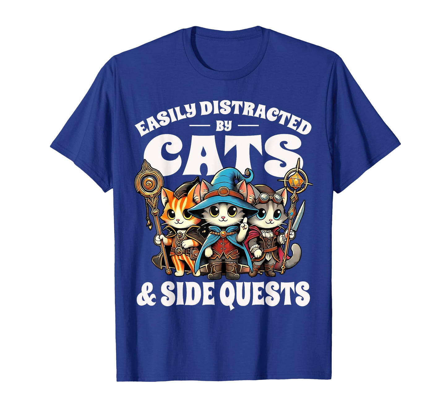 Nerdy Cat Adventures Side Quest Gamer Kitty Cats Men Women Kids T-Shirt