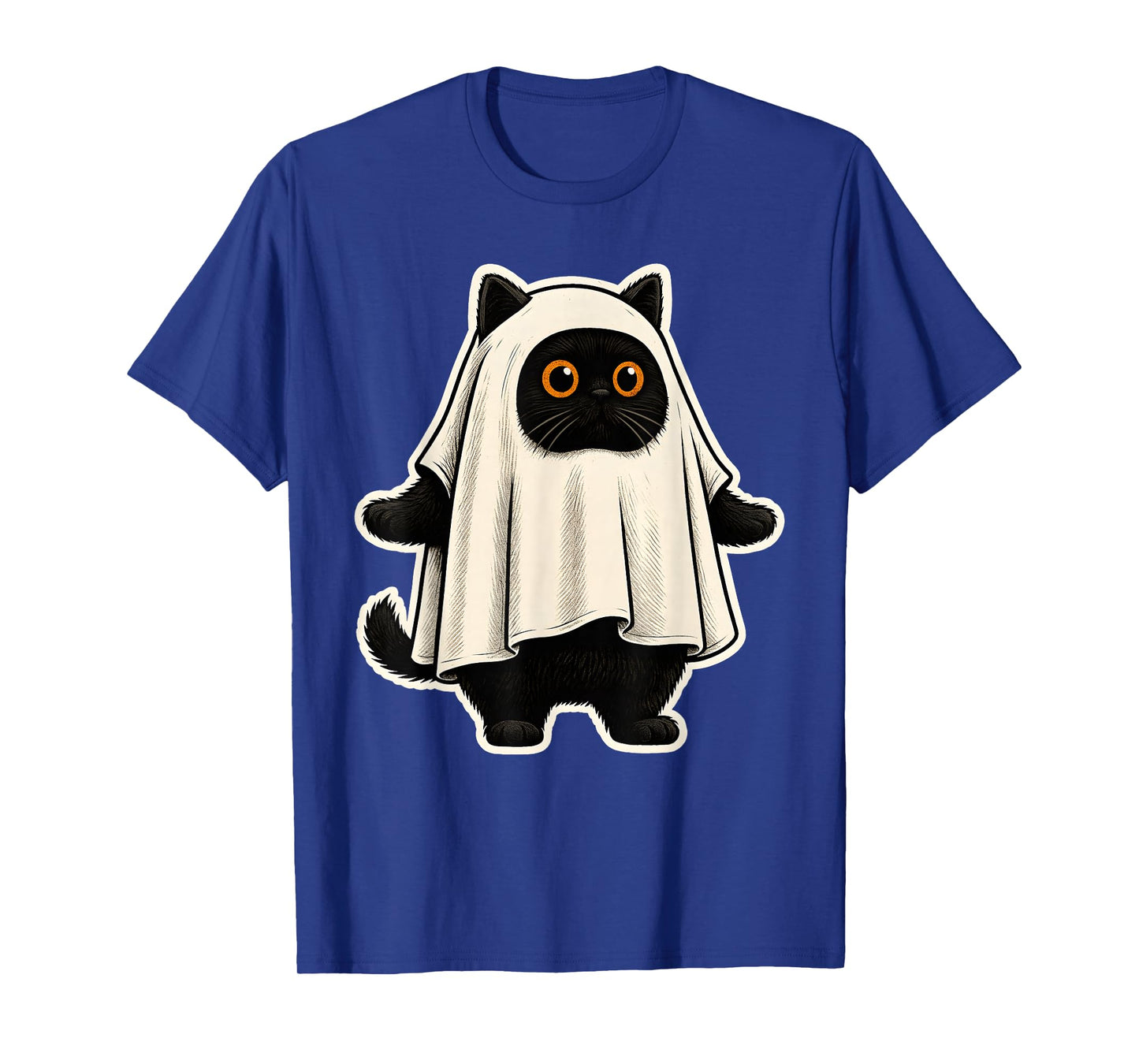 Sheet Ghost Cat Men Women Kids Teens Funny Halloween T-Shirt