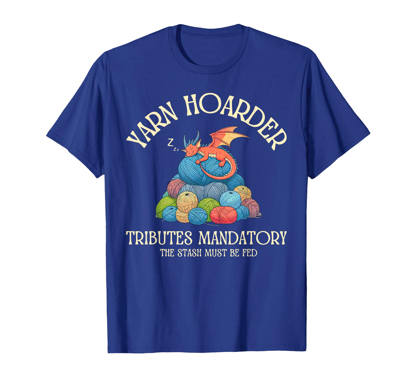 Retro Yarn Hoarder Dragon Colorful Eggs Crocheting Knitting T-Shirt